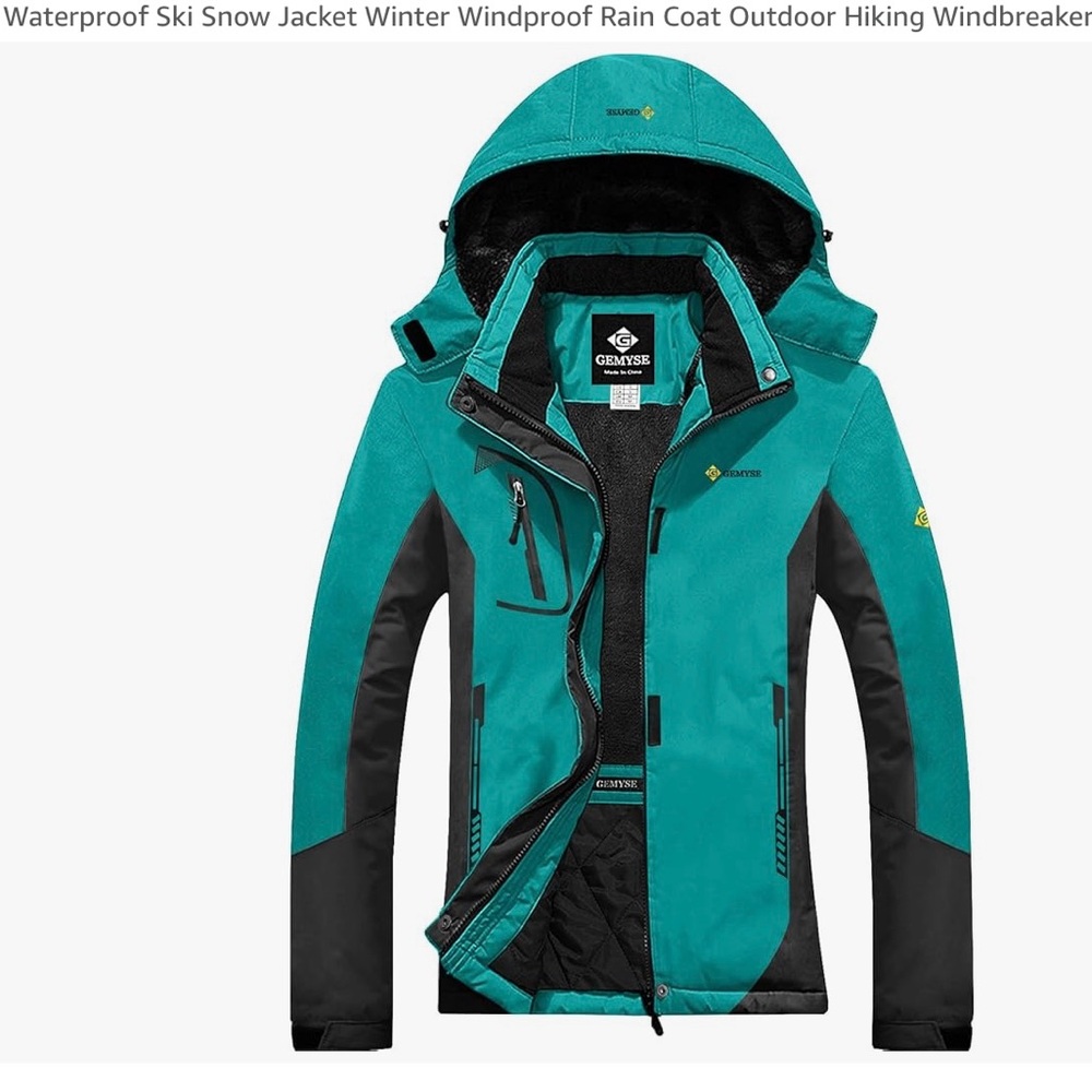 Women's Teal and Black Ski Jacket